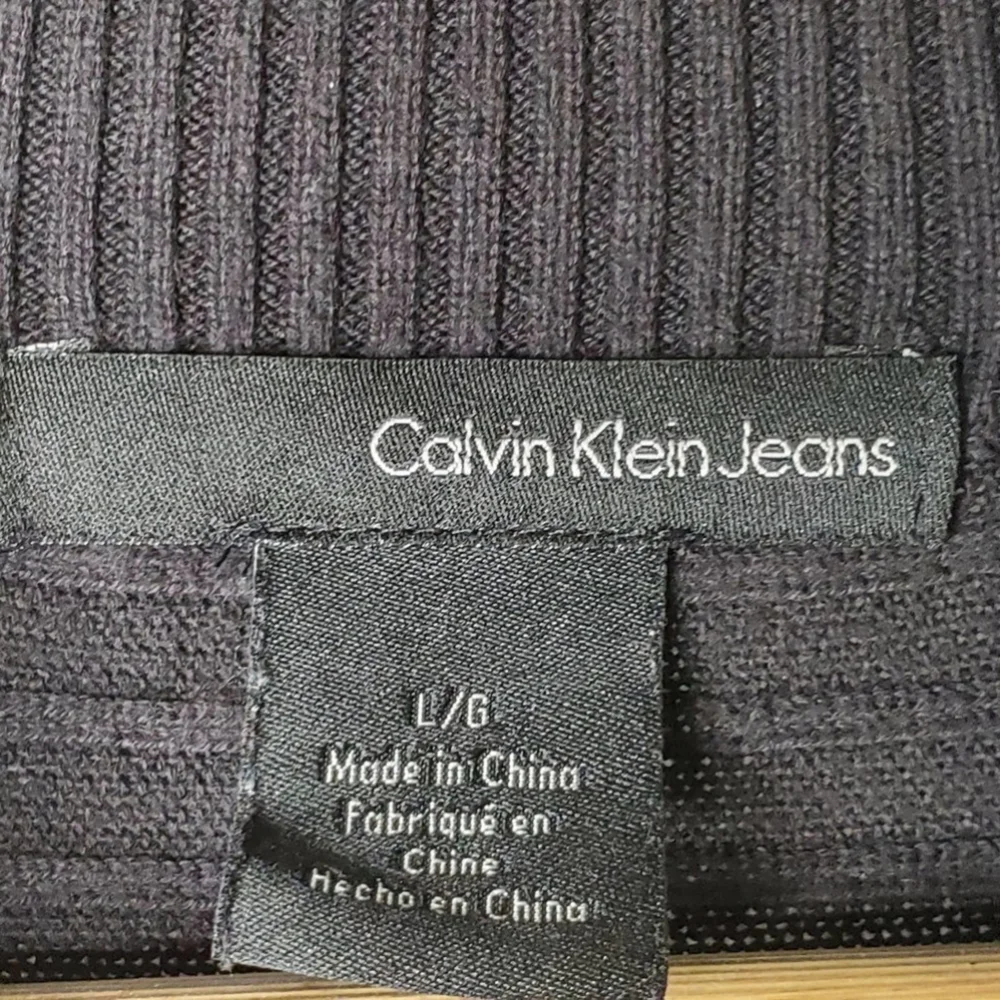 Calvin Klein Jeans Quarter Zip Pullover Sweater Gray Size Large